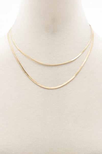 DOUBLE FLAT SNAKE CHAIN LAYERED NECKLACE