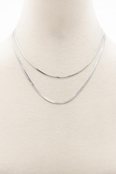 DOUBLE FLAT SNAKE CHAIN LAYERED NECKLACE