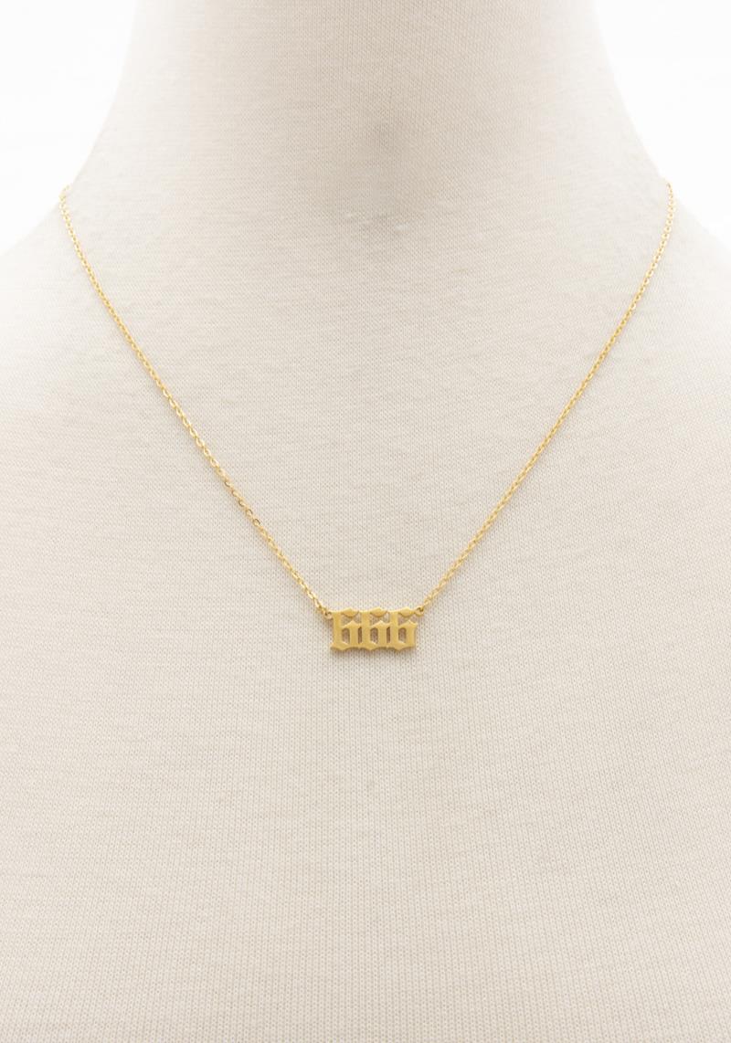 TRIPLE NUMBER PENDANT NECKLACE
