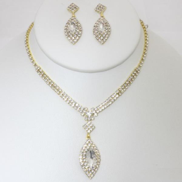 MARQUISE PENDANT RHINESONE NECKLACE