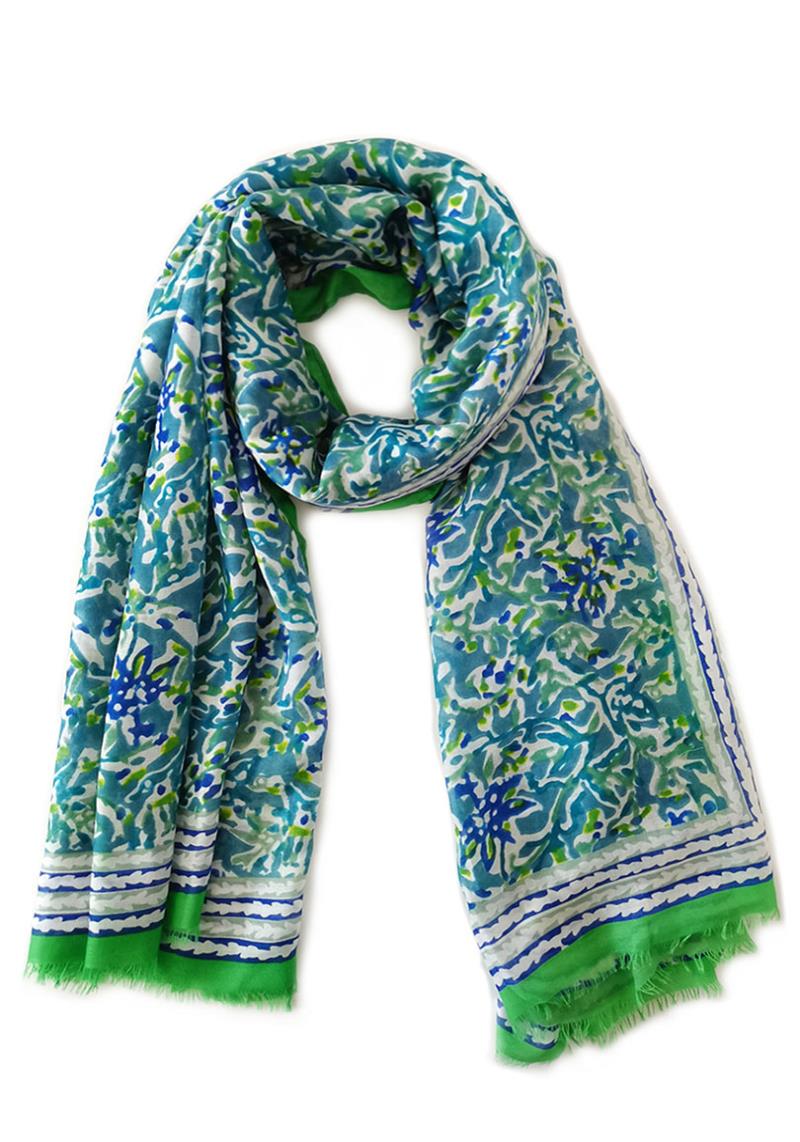 BORDER FLORAL PRINT SCARF