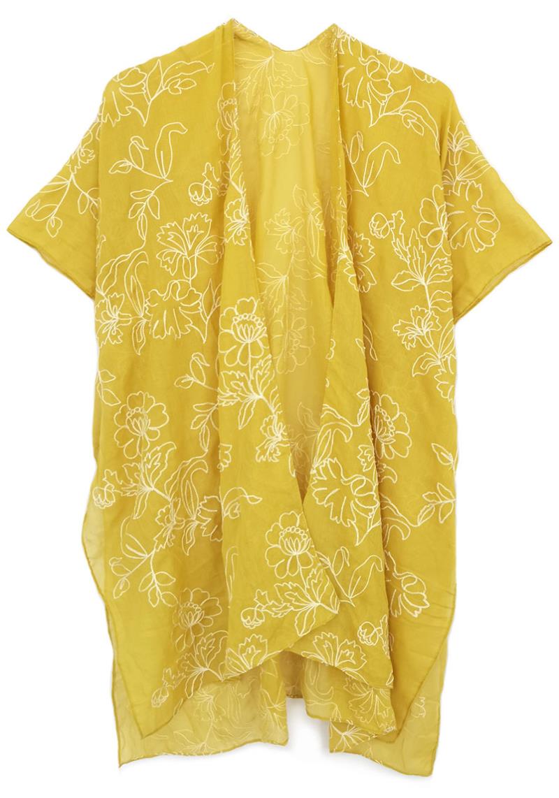 EMBROIDERED FLORAL KIMONO