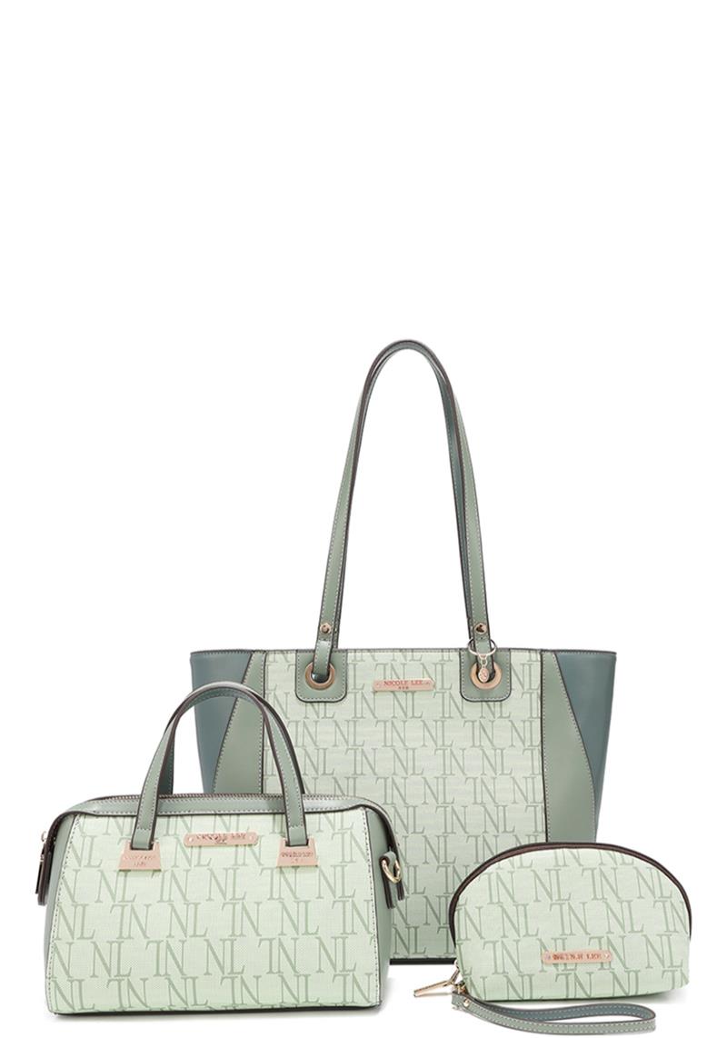 Nicole Lee 3IN1 NL PRINT PATTERN TOTE BAG WITH BAG AND POUCH SET