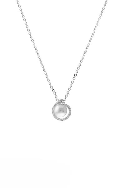 CUBIC ZIRCONIA W/ PEARL NECKLACE