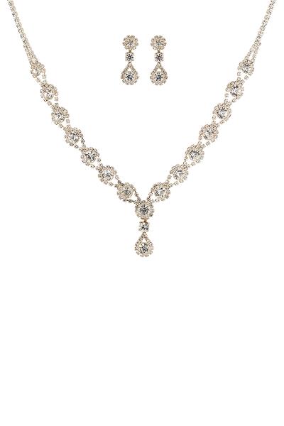 cirCIRCLE DROP BRIDAL NECKLACE EARRING SET