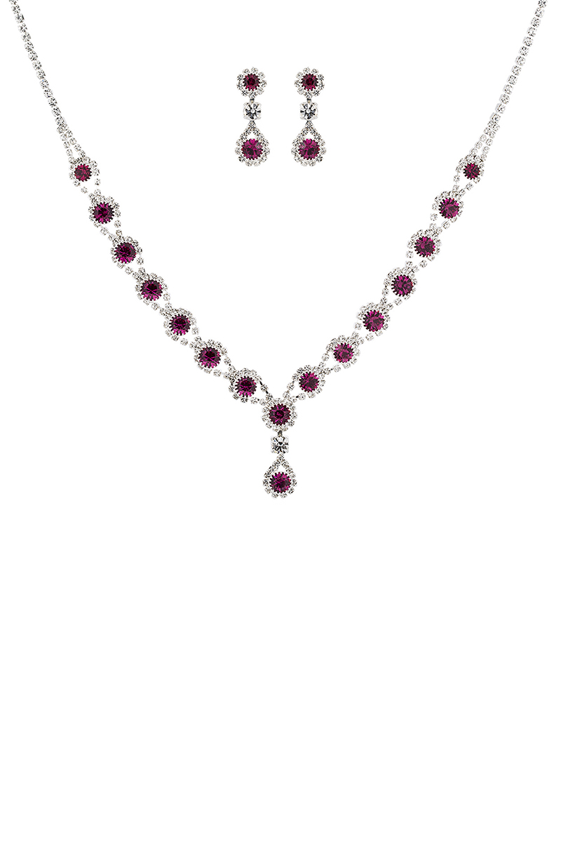 cirCIRCLE DROP BRIDAL NECKLACE EARRING SET