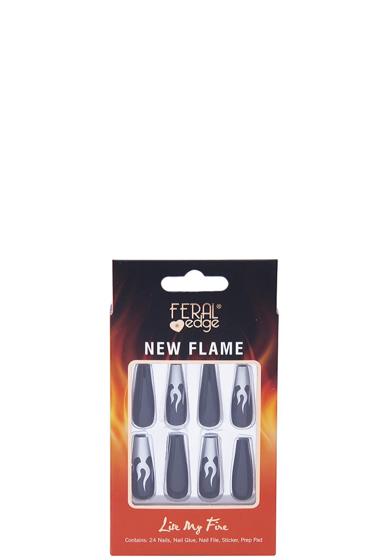 LITE MY FIRE BLACK WHITE FLAME NAIL DECORATION SET