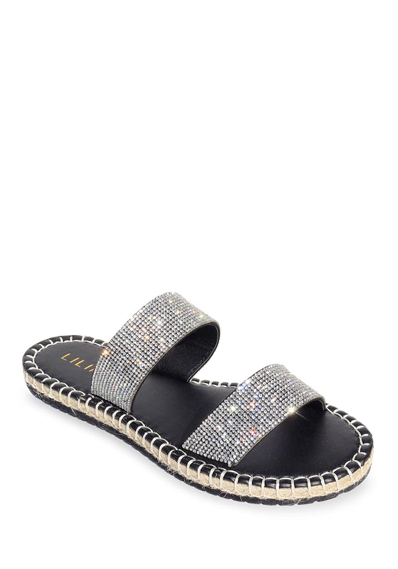DOUBLE STRAP RHINESTONE SANDALS