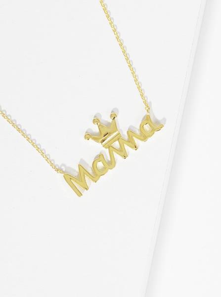 GOLD DIPPED MAMA CROWN PENDANT NECKLACE