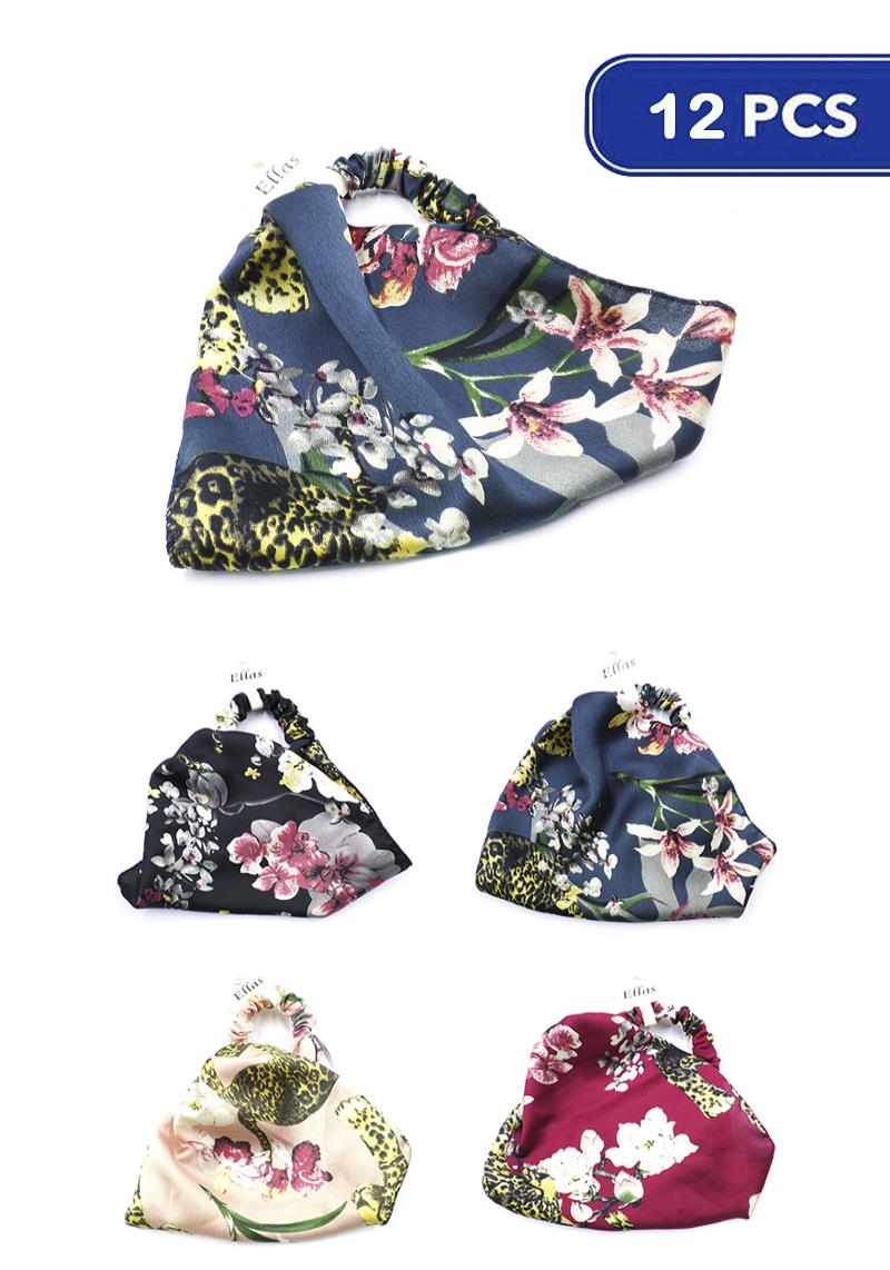FASHION FLOWER PRINT HEADWRAPS (12 UNITS)
