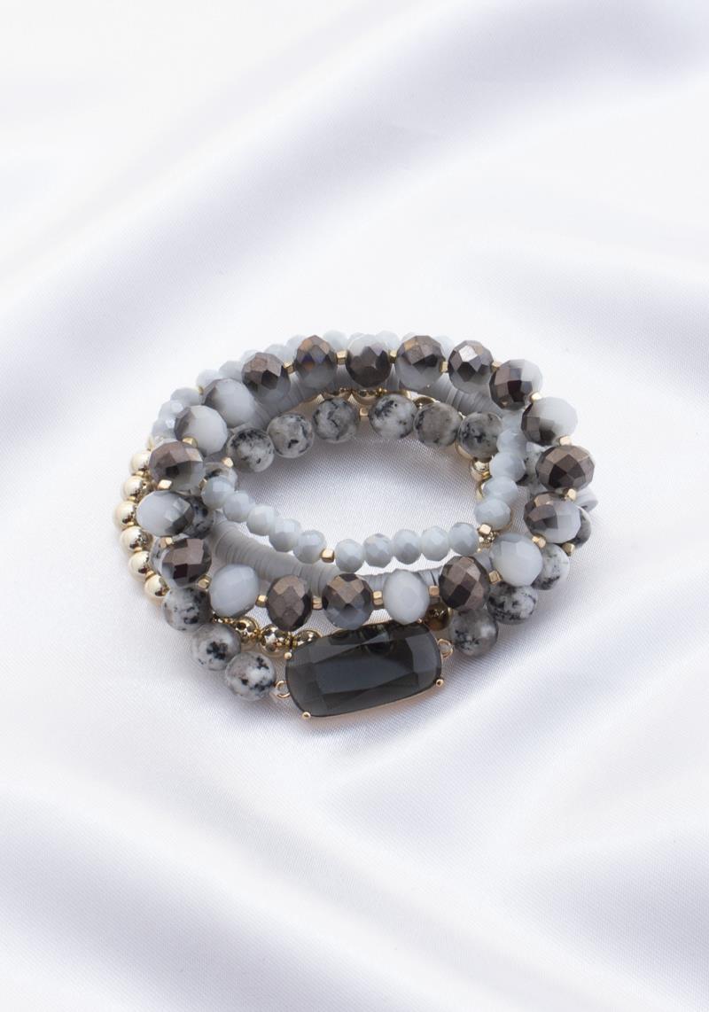 HEISHI STONE BEADED BRACELET SET