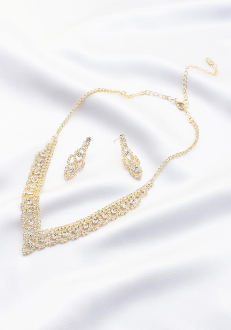 V SHAPE RHINESTONE BRIDAL NECKLACE