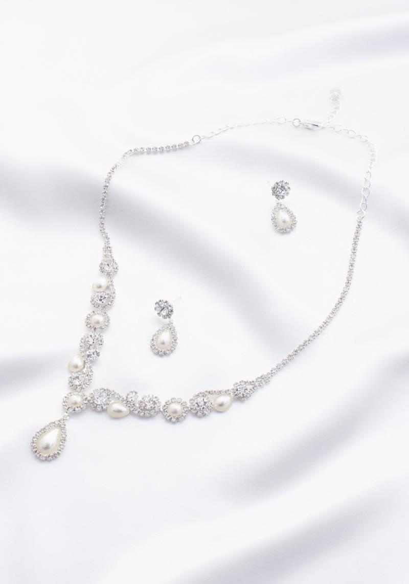 TEARDROP PEARL RHINESTONE BRIDAL NECKLACE