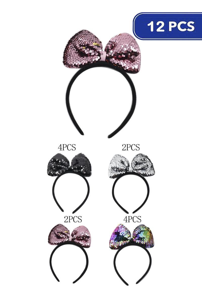 FASHION SEQUIN RIBBON HEADBAND (12 UNITS)