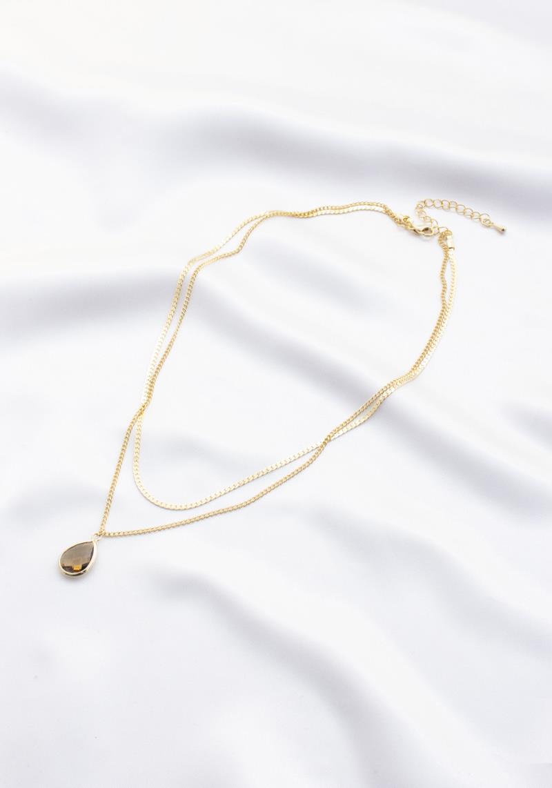 SODAJO TEARDROP CHARM LAYERED NECKLACE
