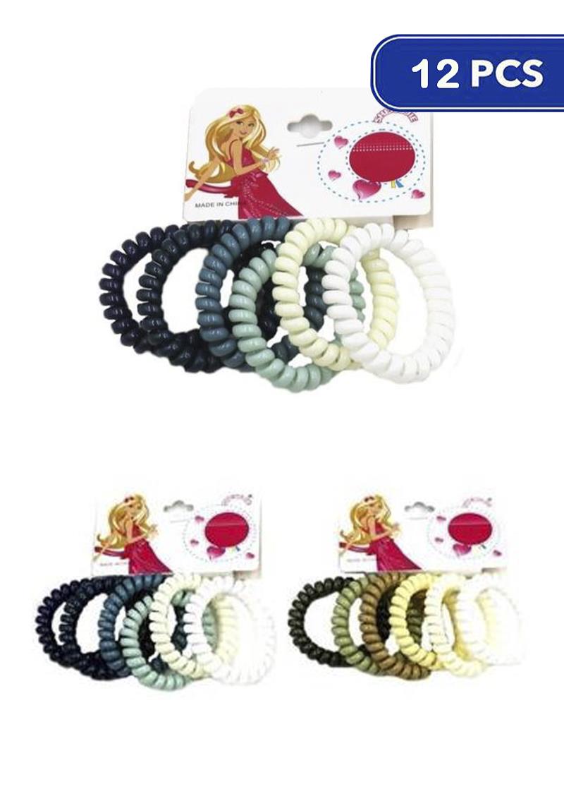 FASHION SPIRAL HAIR TIE 6 PC SET (12 UNITS)
