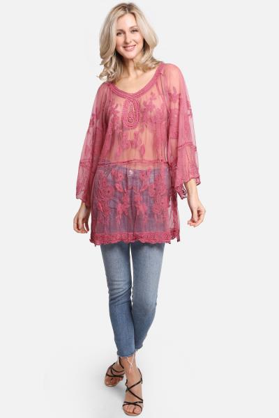 FLORAL PATTERN LACE COVER UP