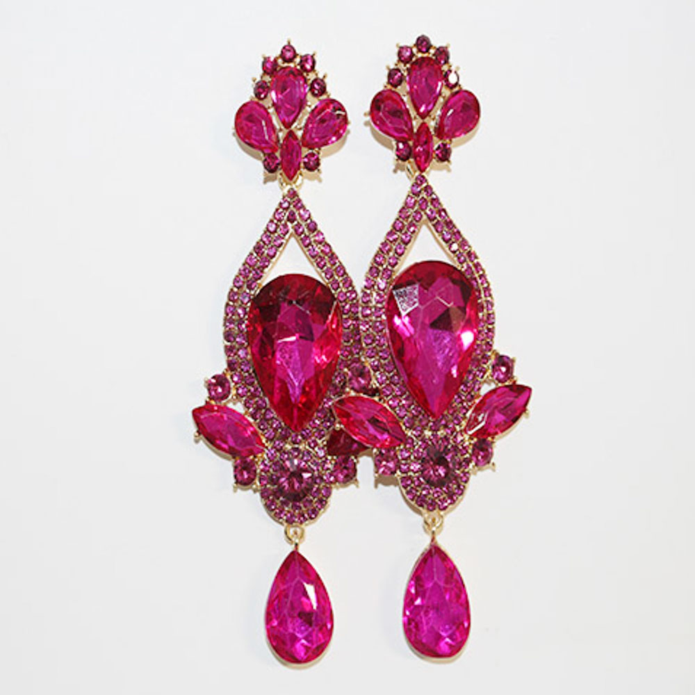 TEARDROP RHINESTONE DANGLE EARRING