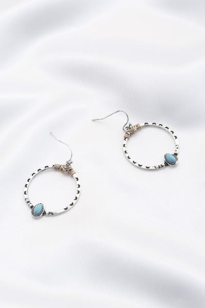 TEARDROP BEAD ROUND METAL DANGLE EARRING