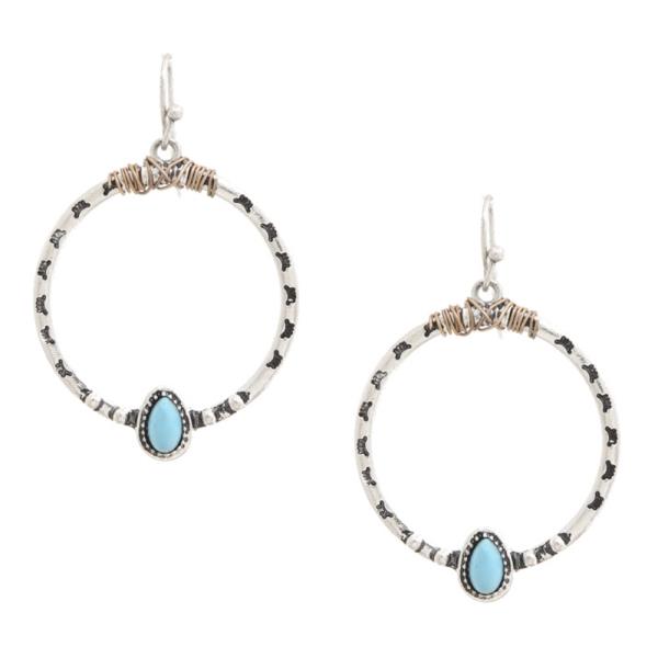 TEARDROP BEAD ROUND METAL DANGLE EARRING