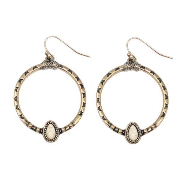 TEARDROP BEAD ROUND METAL DANGLE EARRING