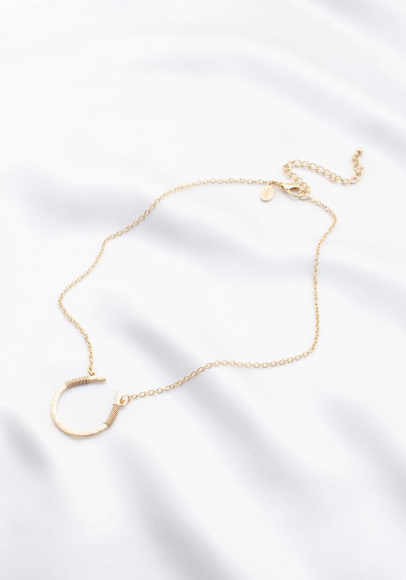 HORSE SHOE WIRE WRAP PENDANT METAL NECKLACE