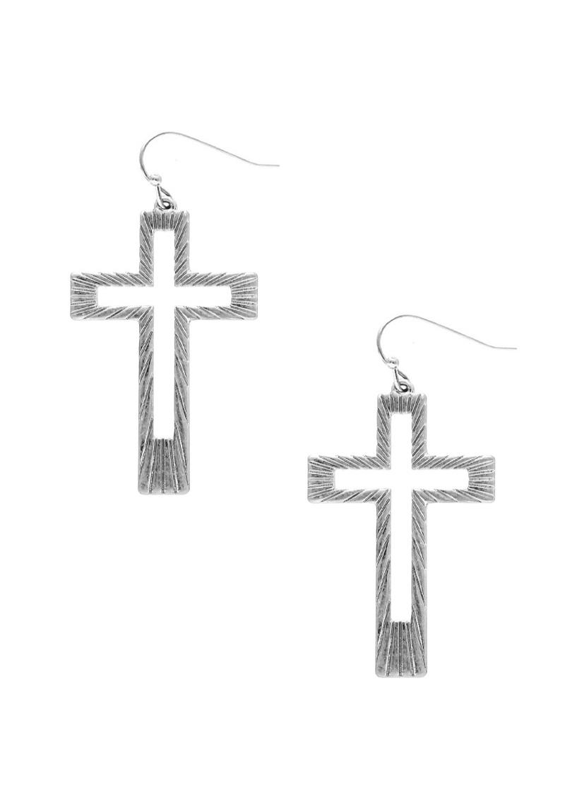 METAL CROSS DANGLE EARRING