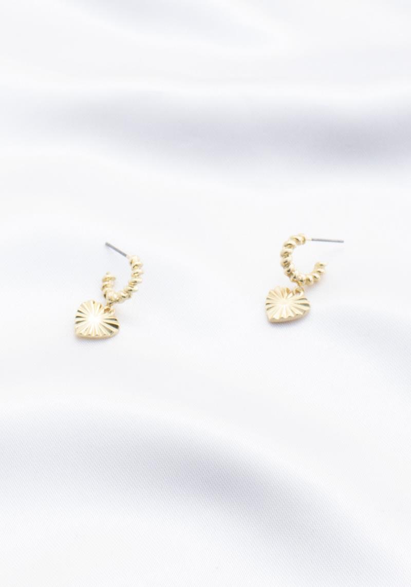 DAINTY HEART OPEN HOOP DANGLE EARRING