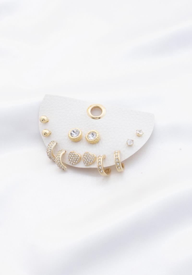 RHINESTONE METAL ASSORTED EARRING SET