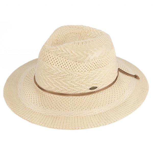 CC MULTI PATTERN PANAMA HAT WITH SUEDE STRING BAND