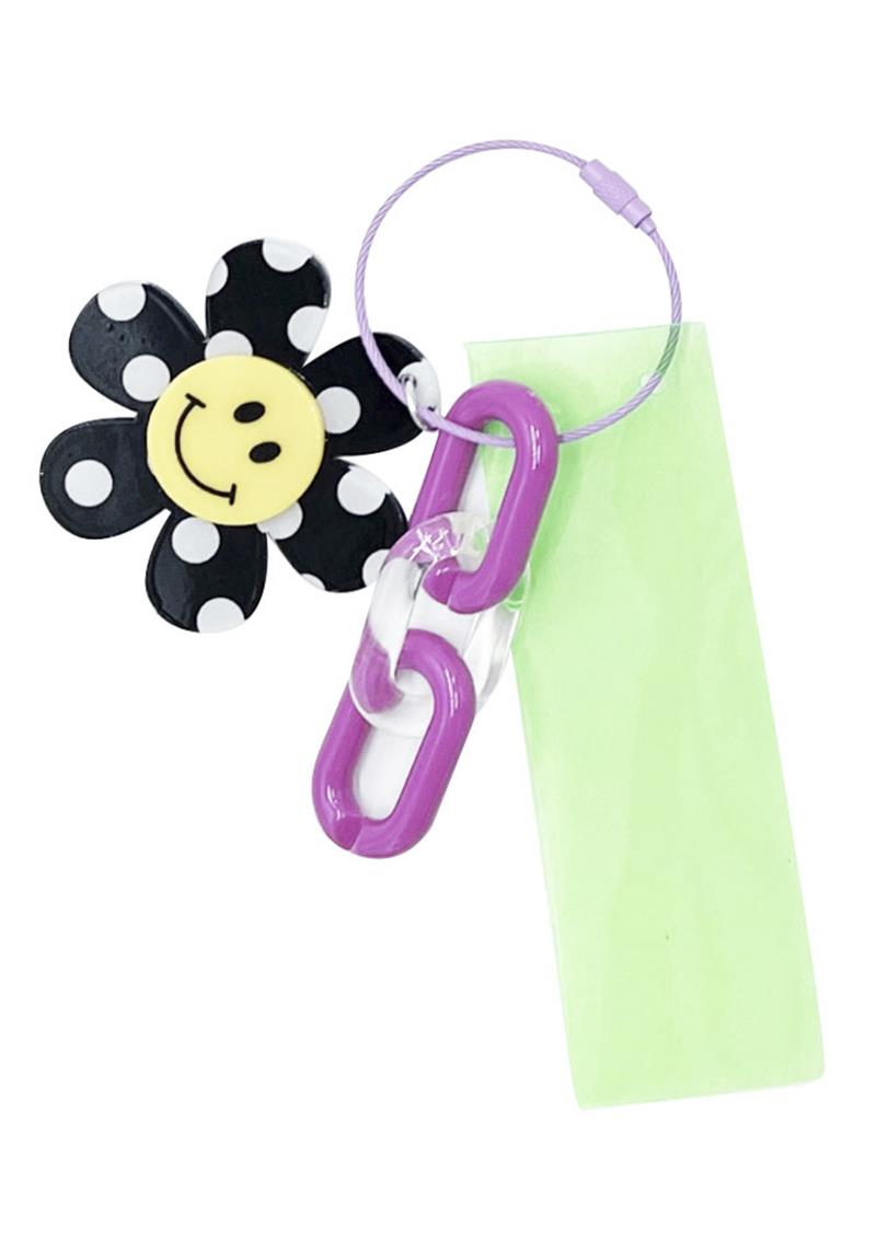 SMILEY POLKA DOT FLOWER KEYCHAIN