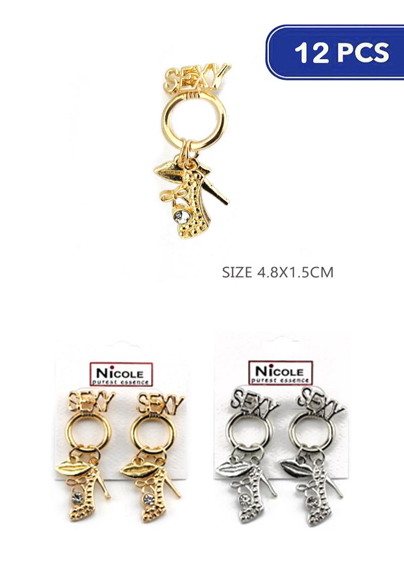 FASHION HIGH HEEL DANGLE EARRING (12 UNITS)