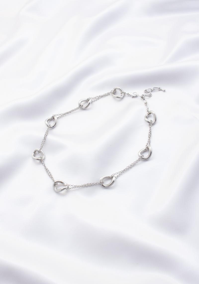 DOUBLE CHAIN CIRCLE LINK METAL NECKLACE
