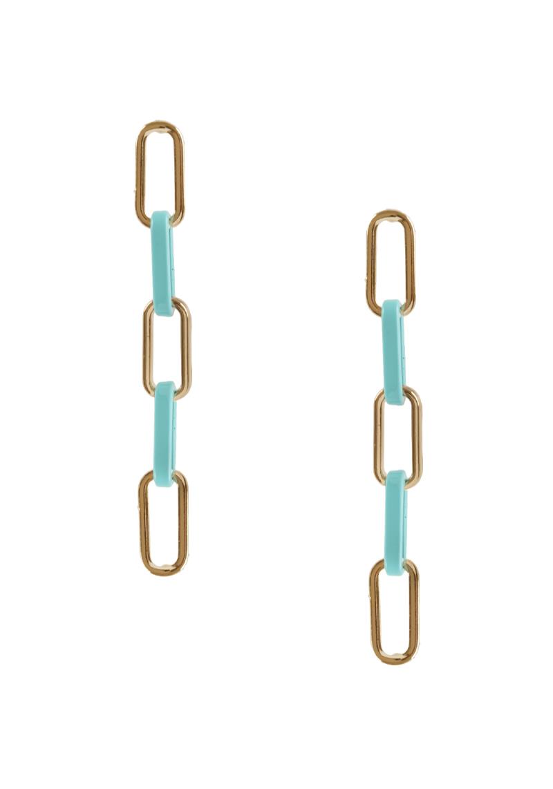 TWO TONE METAL CHAIN DROP EARRING