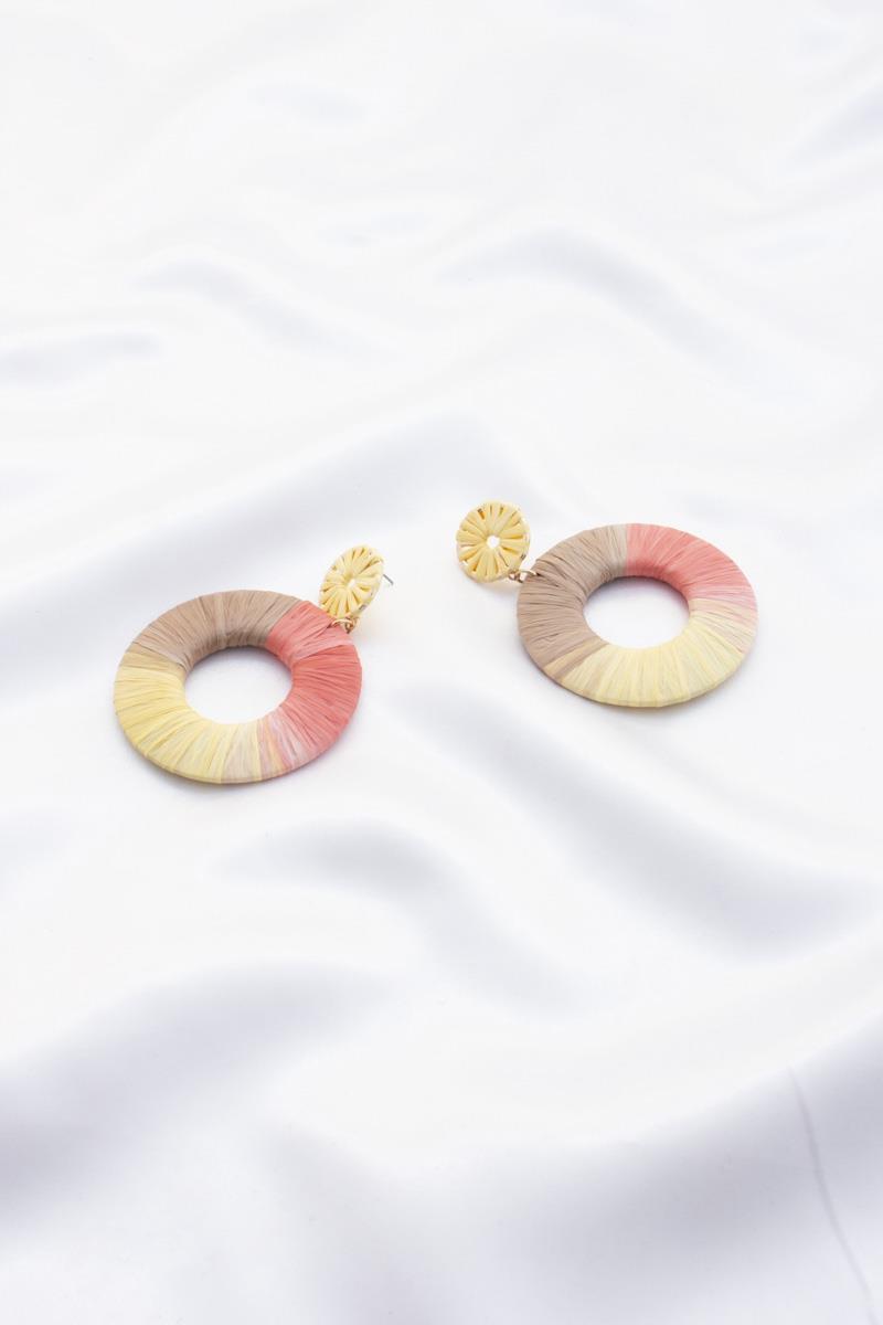 COLOR DYE PAPER ROUND DANGLE EARRING