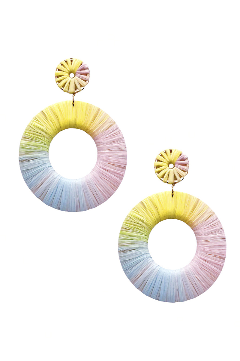 COLOR DYE PAPER ROUND DANGLE EARRING
