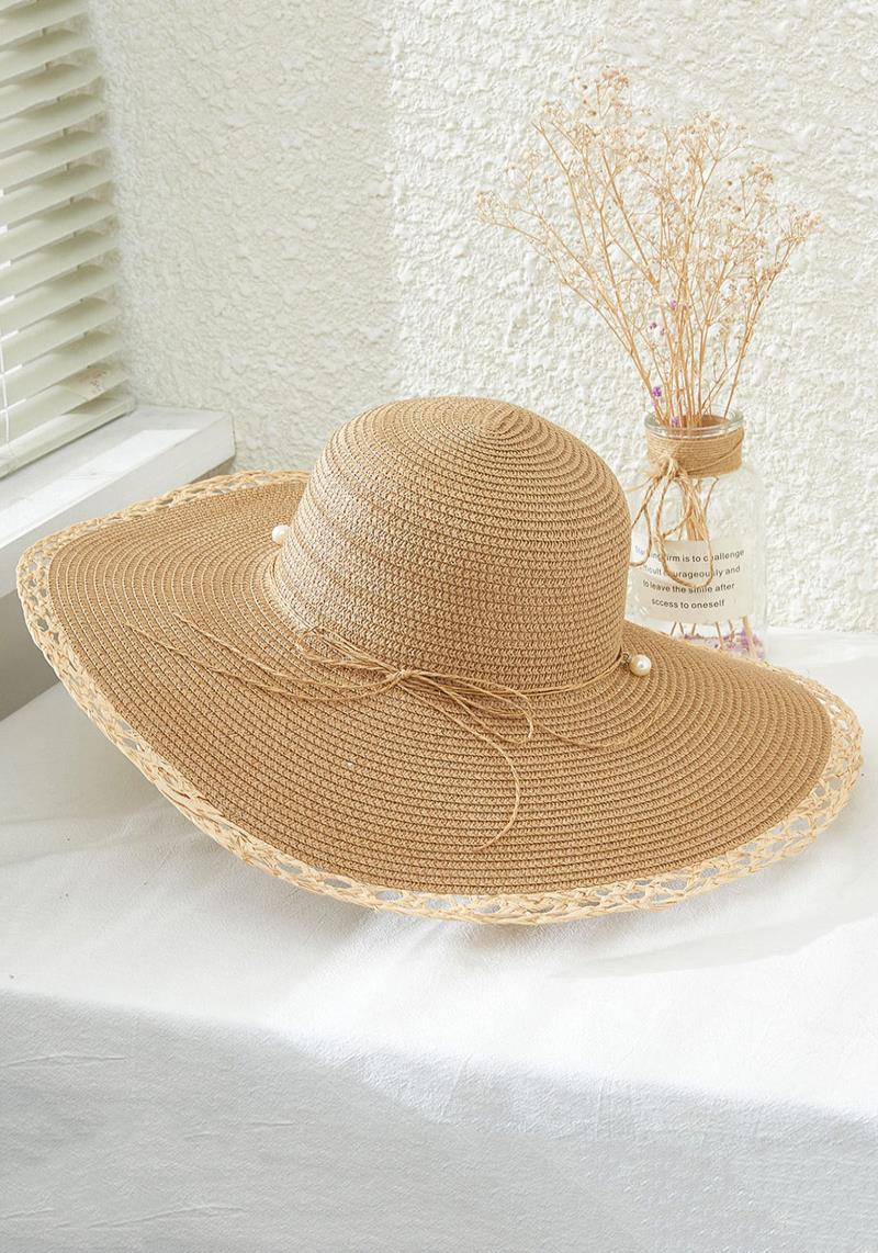 PEARL & STRAW STRING FLOPPY SUN HAT