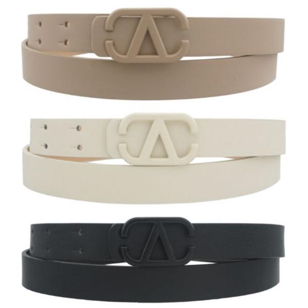 COLOR METAL V BUCKLE BELT 3 PC SETB