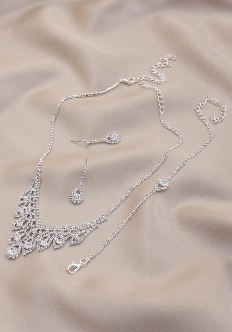 BRIDAL RHINESTONE BRACELET NECKLACE SET
