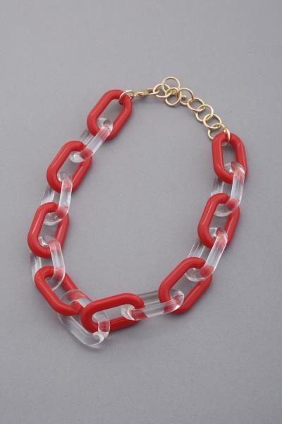TRANSPARENT OVAL LINK LAYERED NECKLACE