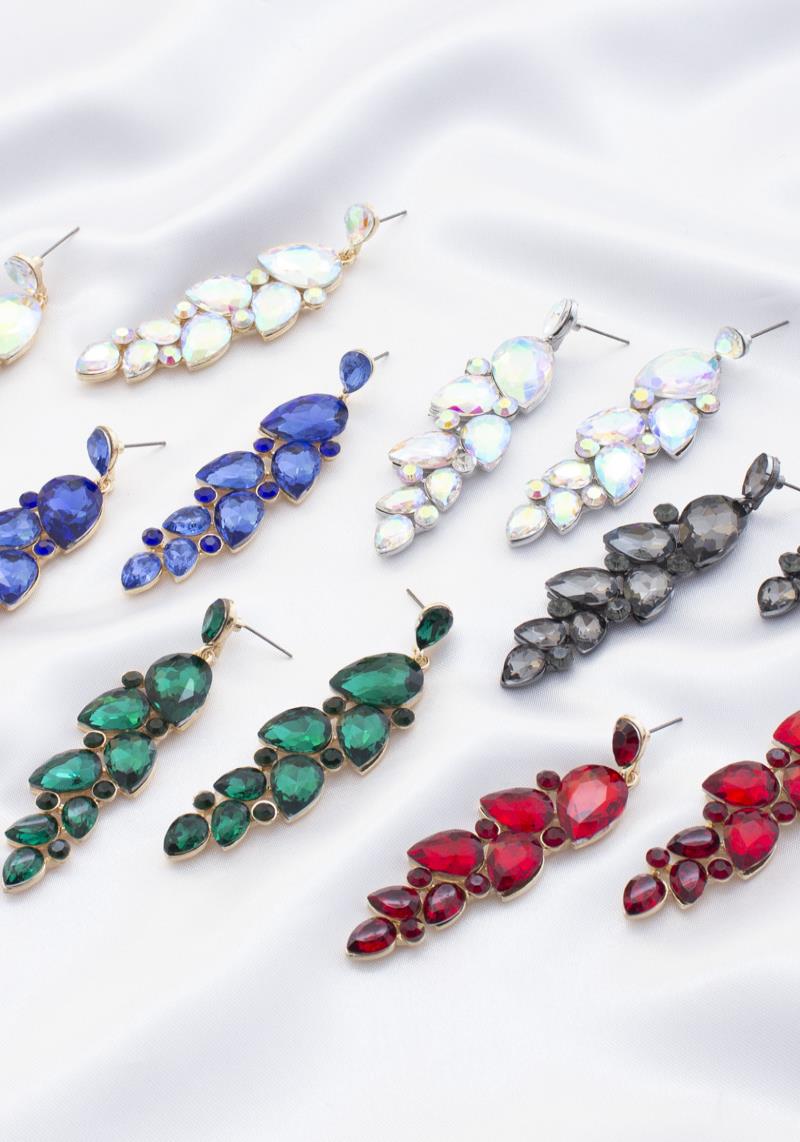 TEARDROP PATTERN RHINESTONE EARRING