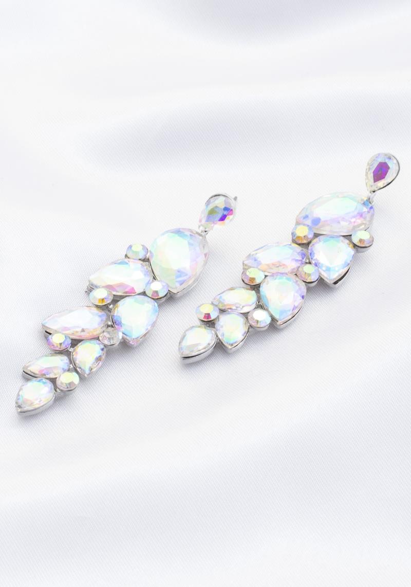 TEARDROP PATTERN RHINESTONE EARRING