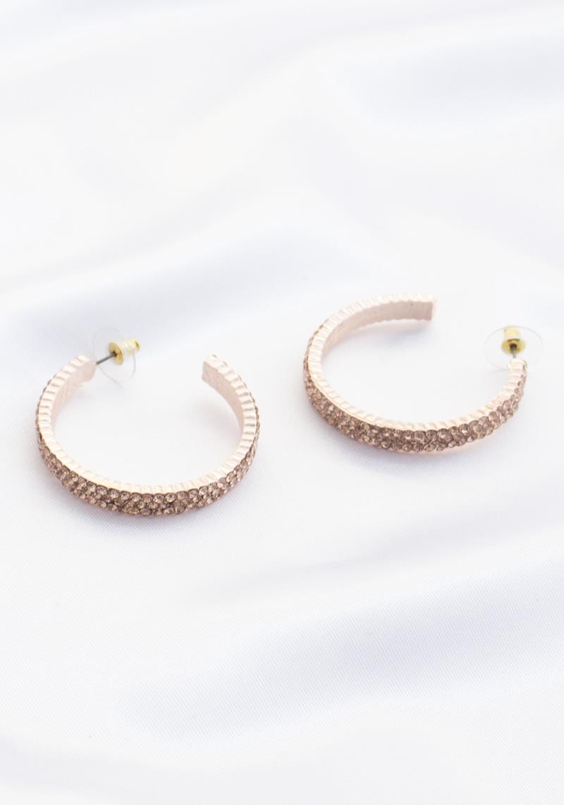 RHINESTONE EDGE OPEN HOOP EARRING