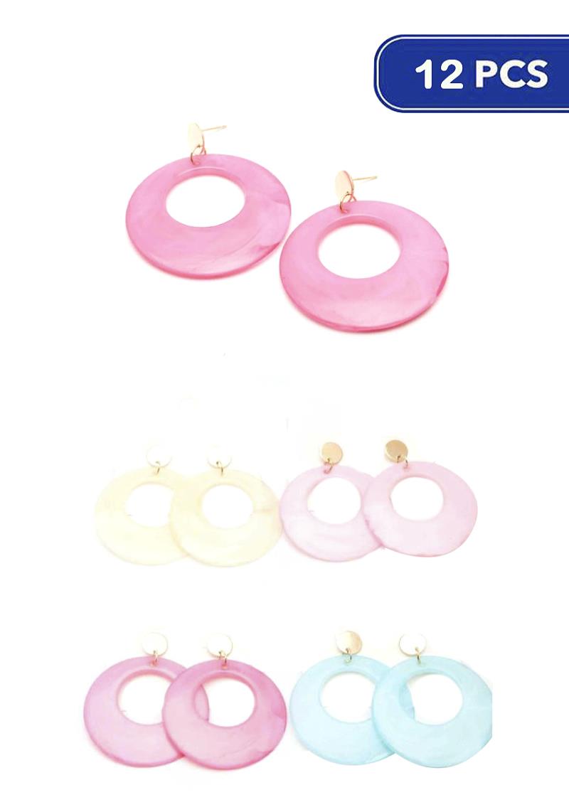 FASHION ACETATE ROUND DANGLE EARRING (12 UNITS)