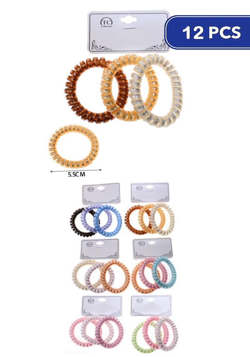 FASHION SPIRAL HAIR TIE 3 PC SET (12 UNITS)