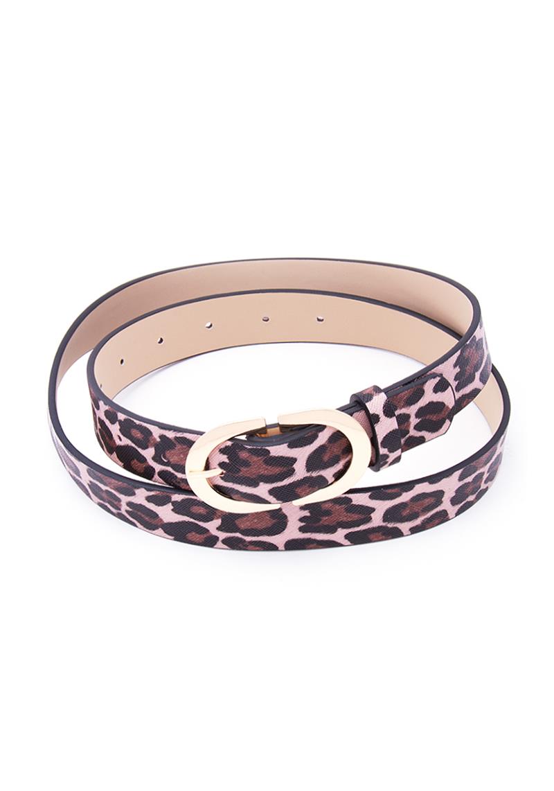 ANIMAL PRINT METAL OVAL BUCKLE BELT
