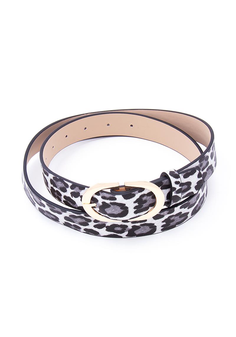 ANIMAL PRINT METAL OVAL BUCKLE BELT