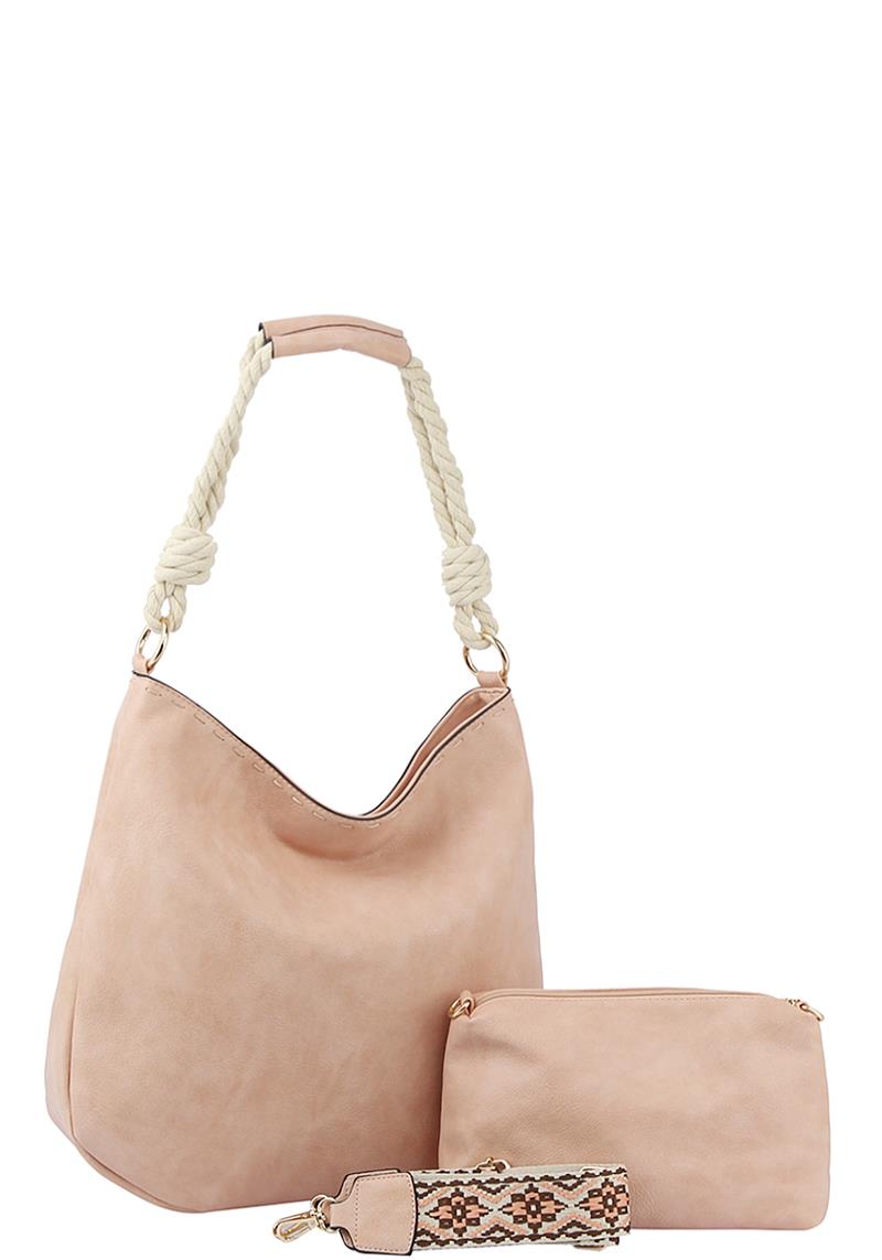 2IN1 PLAIN HOBO BAG WITH MINI BAG GUITAR STRAP SET