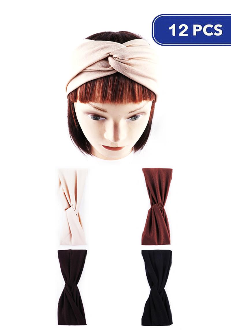 CHIC KNOT SMOOTH COLOR HAIR HEADBAND (12 UNITS)