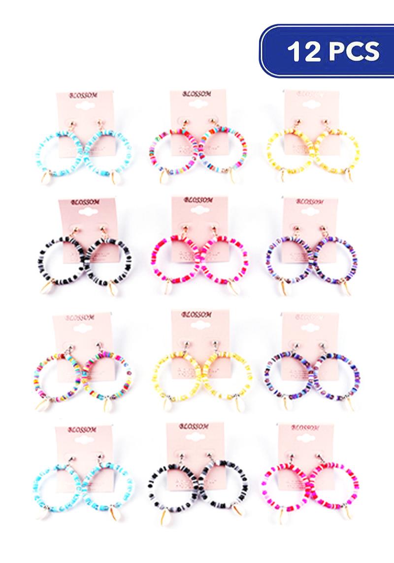 MULTI COLOR DISC BEAD EARRING (12 UNITS)